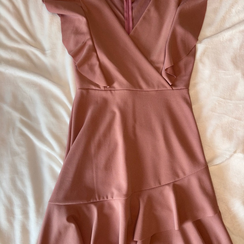 Altar'd State Pink Flutter Sleeve Wrap Dress